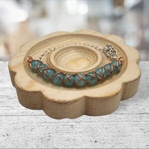 Handmade Wire-wrapped Adjustable Blue Beaded Bracelet